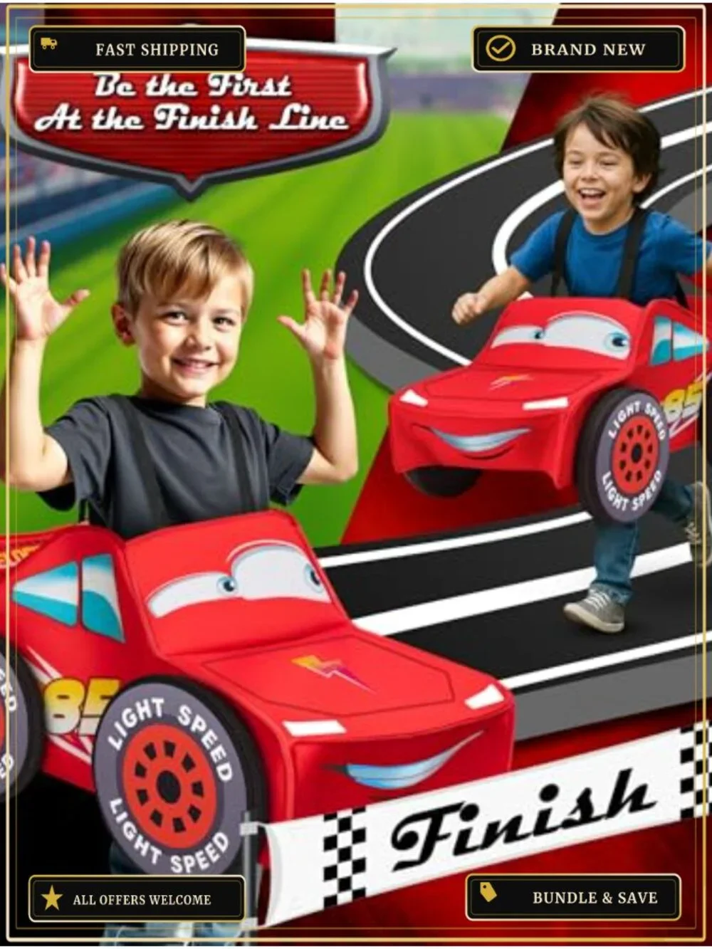 Turbo Race Car Boys Halloween Costume Kids Lightning Driver Pretend Play